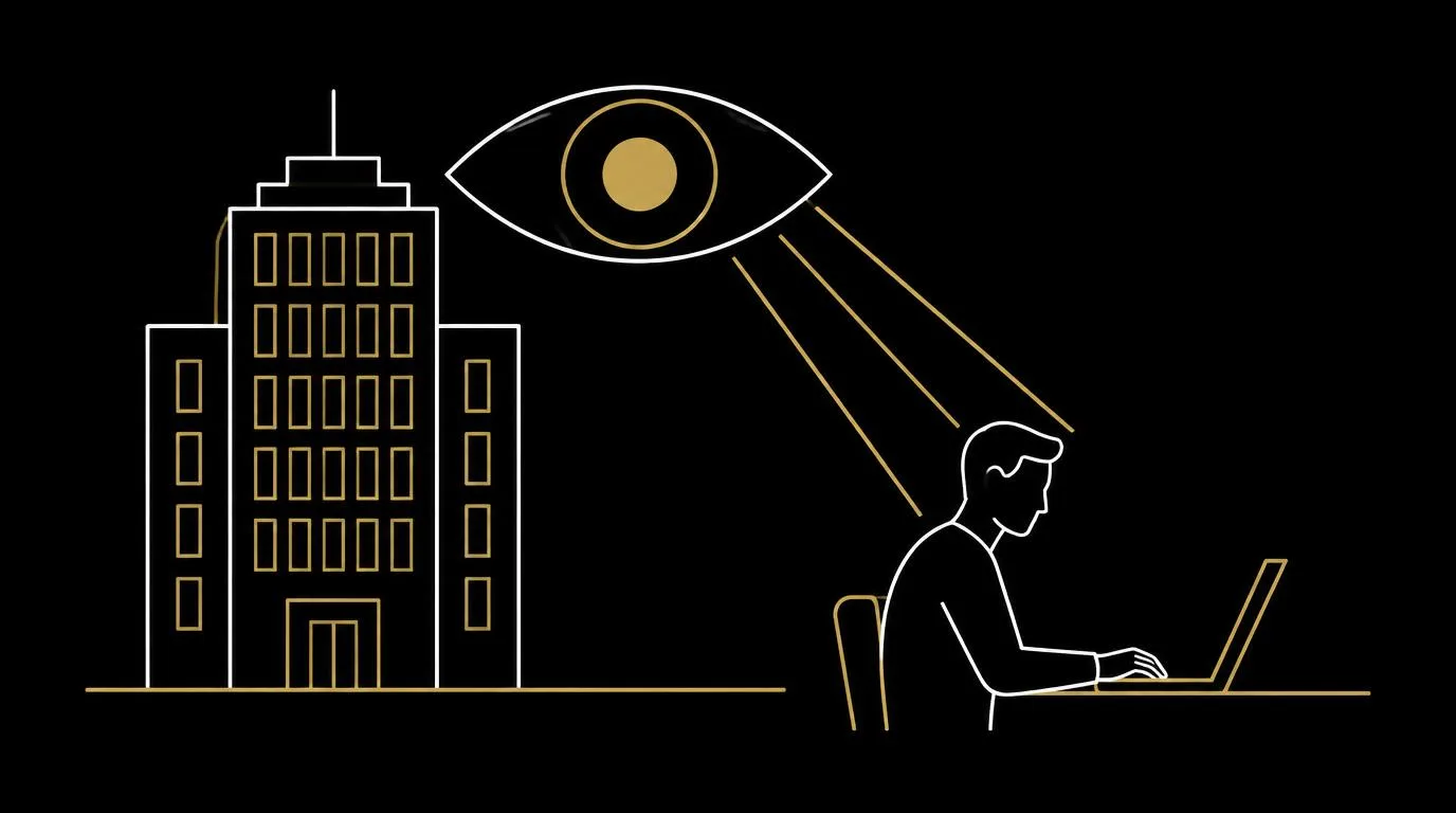 Can your employer see incognito mode - office building with an eye watching a laptop user